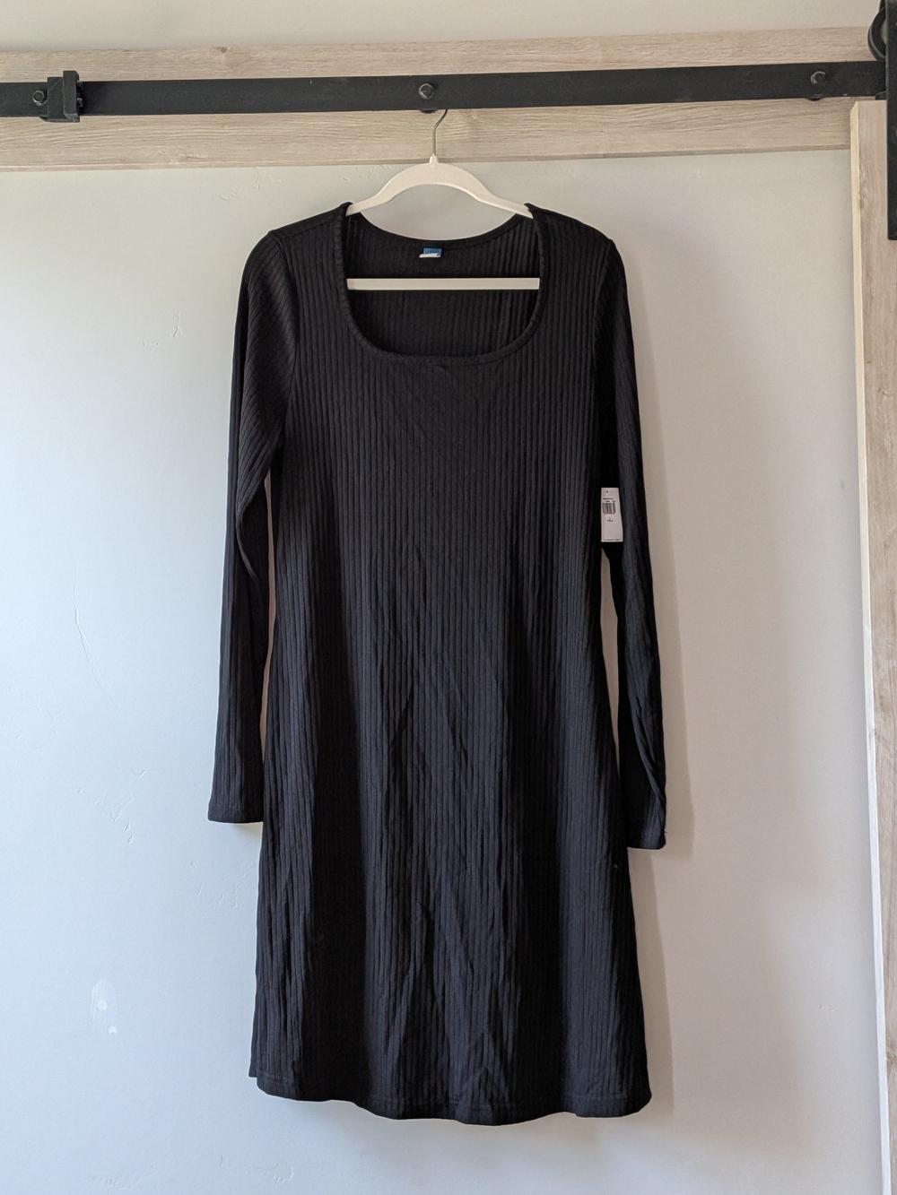 Old Navy Large Tall Black Ribbed Long Sleeve Scoop Dress
